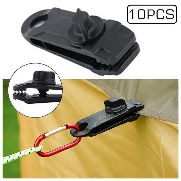 

10 pcs Clip tente en plastique pour camping plein air Tent Clip Adjustable Plastic Heavy Duty Windproof Awning Clamp Outdoor Cam