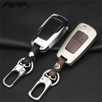 

jingyuqin for Chevrolet Cruze Sonic Spark Buick Opel 3 Button Key Cover Zinc Leather Flip Remote Key Case