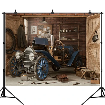 

Photography Background Retro Car Repairs Garage Tool Workshop Backdrop Photocall Photobooth Prop Printed Photophone