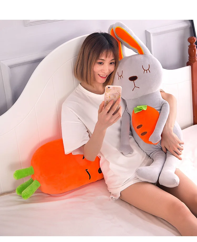 Super Meng милый кролик морковь полоса мягкая игрушечная Подушка Пижама кукла девушки творческий подарок на день рождения
