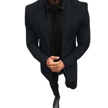 Весенняя новинка, деловой мужской Тренч, Брендовое модное повседневное пальто с длинным рукавом, ветровка с лацканами, однотонное длинное пальто