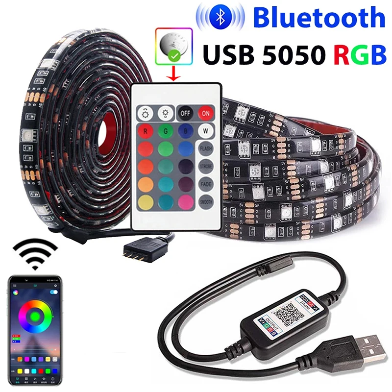 USB светодиодные ленты Bluetooth-совместимая с 5050 RGB светодиодная Фреска