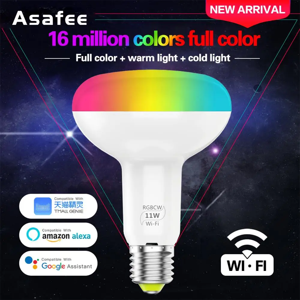 Wifi светильник умная лампа 7 Вт 9 11 E27 Светодиодная с регулируемой яркостью RGB пульт