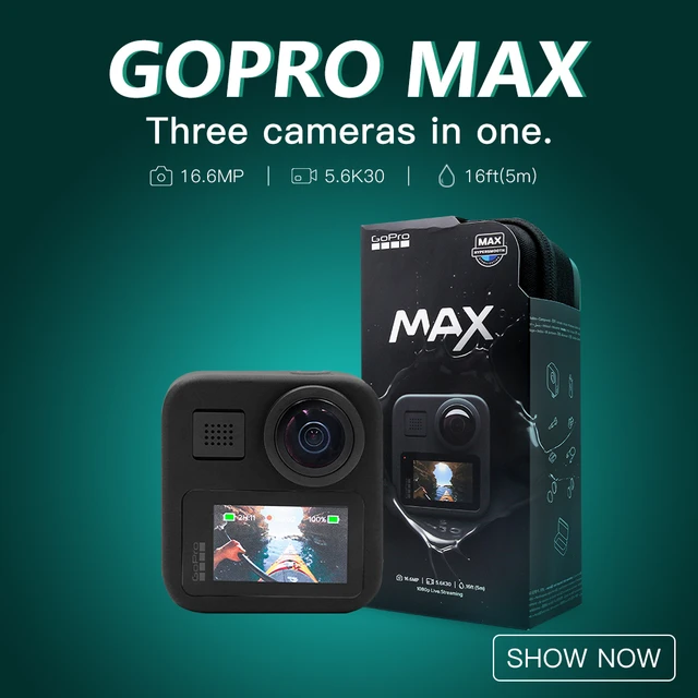 GoPro MAX Action Camera 360 with Touch Screen Spherical 16MP 5.6K30 1080P  HD Video Live Streaming Sports insta360 X2 GoPro max