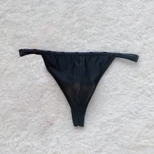 Sexy Men Lingerie G String Lace Underwear Silk Sheer Pouch T-Back Thongs Bikini Briefs Low-Waist Transparent Knickers Underpants