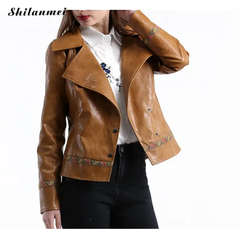 Vintage Pu Leather Slim Jackets Fashion 
