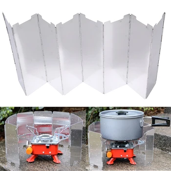 

8 Plates Foldable Stove Windshield Outdoor Camping Cooking Gas Stove Wind Shield Picnic Cookware Windbreak Camping Equipment