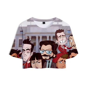 

Money Heist 3D New Clothes 2019 fashion hot Sexy Soft Cool and breathable T-shirt Kpop top hot sales Sexy Navel T-shirt plus