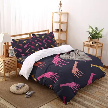 

Giraffe Polka Dot Circle Pink Printed Duvet Cover Set 4 Piece Bedding Set Home Textile Customizable
