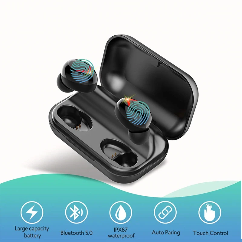 

TWS 5.0 wireless headphones Fingerprint Touch HD Stereo Bluetooth Earphones For samsung huawei iPhone Android Sports earphone