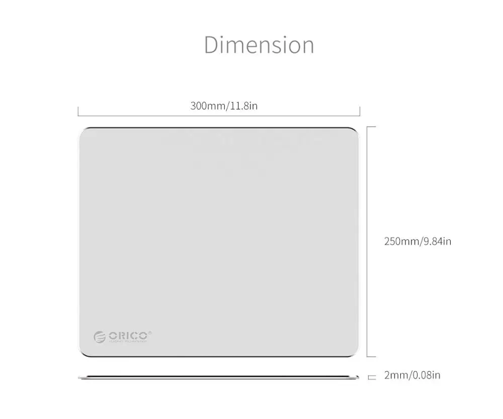 ORICO Алюминий Мышь игровой коврик с 1,5 мм Алюминий 0,5 мм Резина компьютер Мышь площадку для Офис Бизнес(AMP2218 - Цвет: Sliver 300x250x2 mm