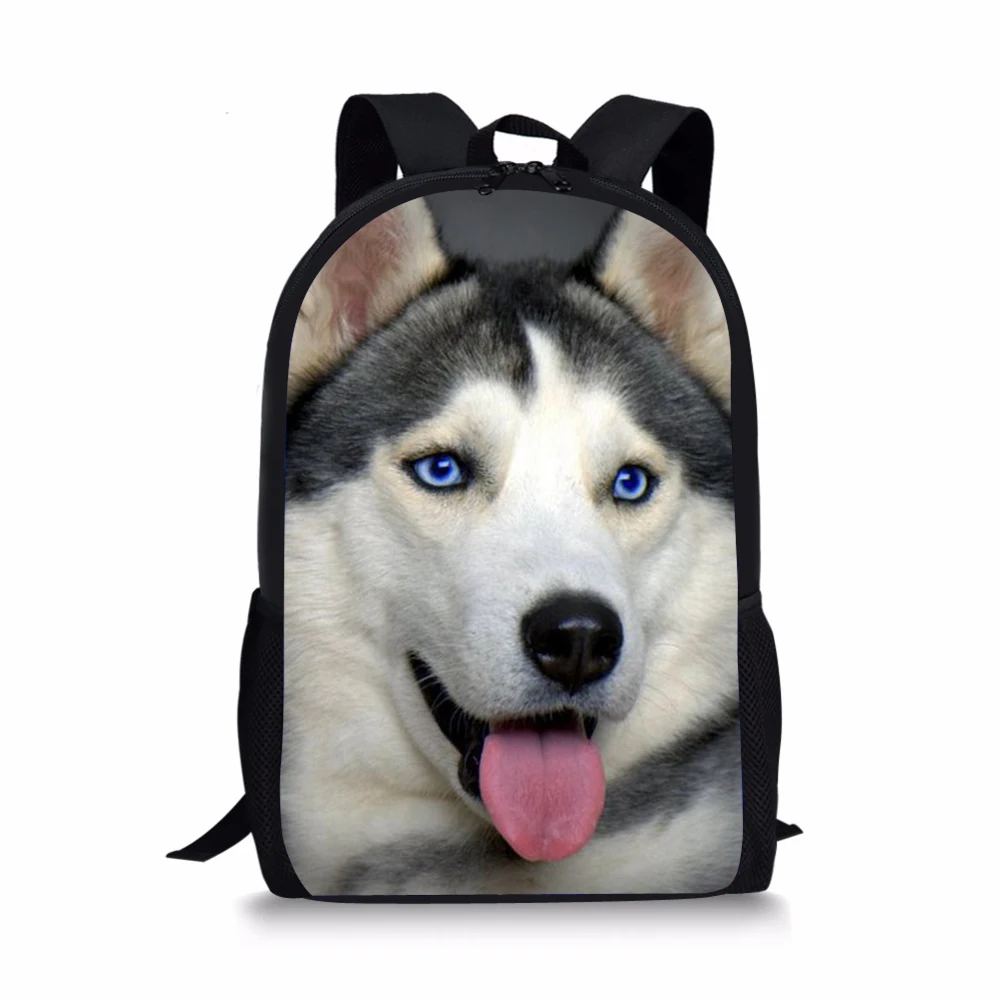 Funny Schoolbag Siberian Husky Printing Junior School Bags for