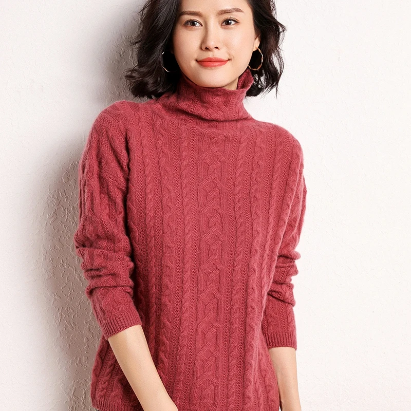 Высокое качество кашемир шерсть мягкая кожа дружественные повседневные свободные свитера тянет Femme - Цвет: dou sha  hong