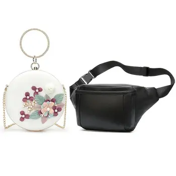 

1pcs Round Banquet Party Bag with Hasp Lock Women Bag & Men'S Waist Bag Bum Waist Packs Leather Belt Bags