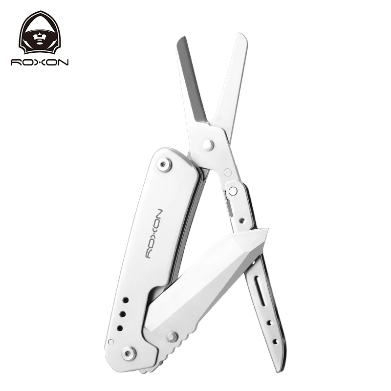 

Roxon Folding Pocket Knife and Scissors 2 in 1 EDC Multi tool with Belt Clip, Housework, Needlework, Outdoor, Camping, multitool