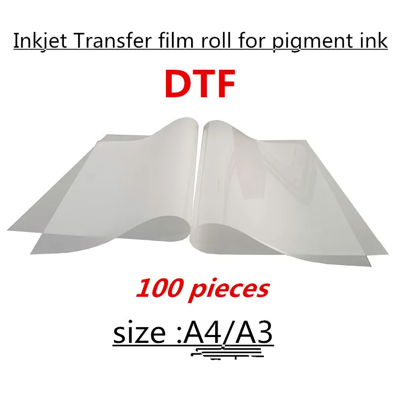 100 pieces A4&A3 A3+ size Single Side Matte DTF Inkjet Transfer PET