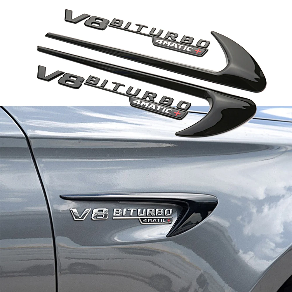 2 шт. автомобильный боковое крыло ветер лопасти Воздуха Стикер V8 BITURBO для Mercedes Benz