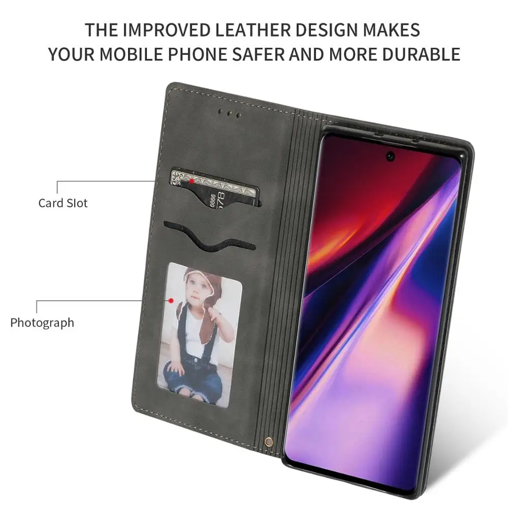 20pcs/lot High grade Business 2 card flip leather cover for samsung galaxy Note 8 9 10 10 Pro stand cover case