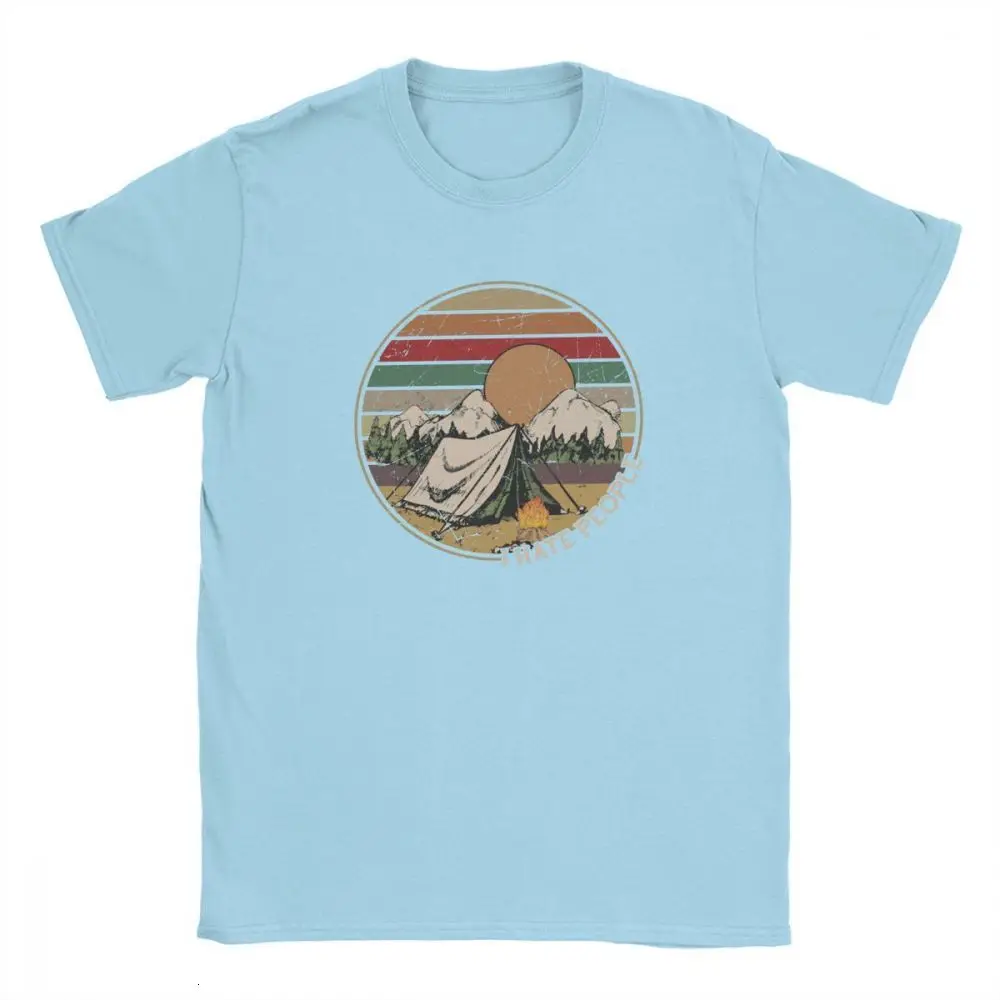 Sky Blue One yona Love Camping I Hate People винтажные Забавные футболки для мужчин Кемпинг Туризм короткий рукав топы подарок футболки хлопок вырез лодочкой - Цвет: Sky Blue
