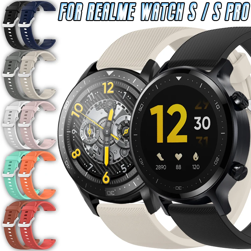

22mm Strap For Realme Watch S / S Pro Silicone Strap Smartwatch Replacement Wrist Band Textures Surface Bracelet Accessories