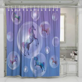 

3D Print Animals Shower Curtain Washable Cartoon Unicorn Waterproof Bathroom Decoration Home Curtain with Free Hooks 180x200cm