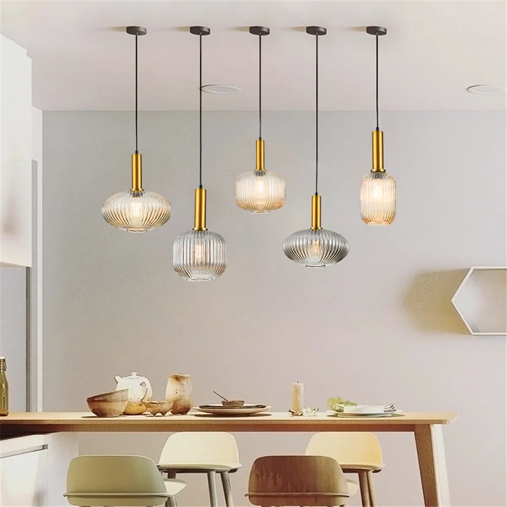 Nordic Design Loft Vintage LED Pendant Light Iron Glass Single Head Hanging Lamp Home Decor Lighting Fixtures DIY Droplight