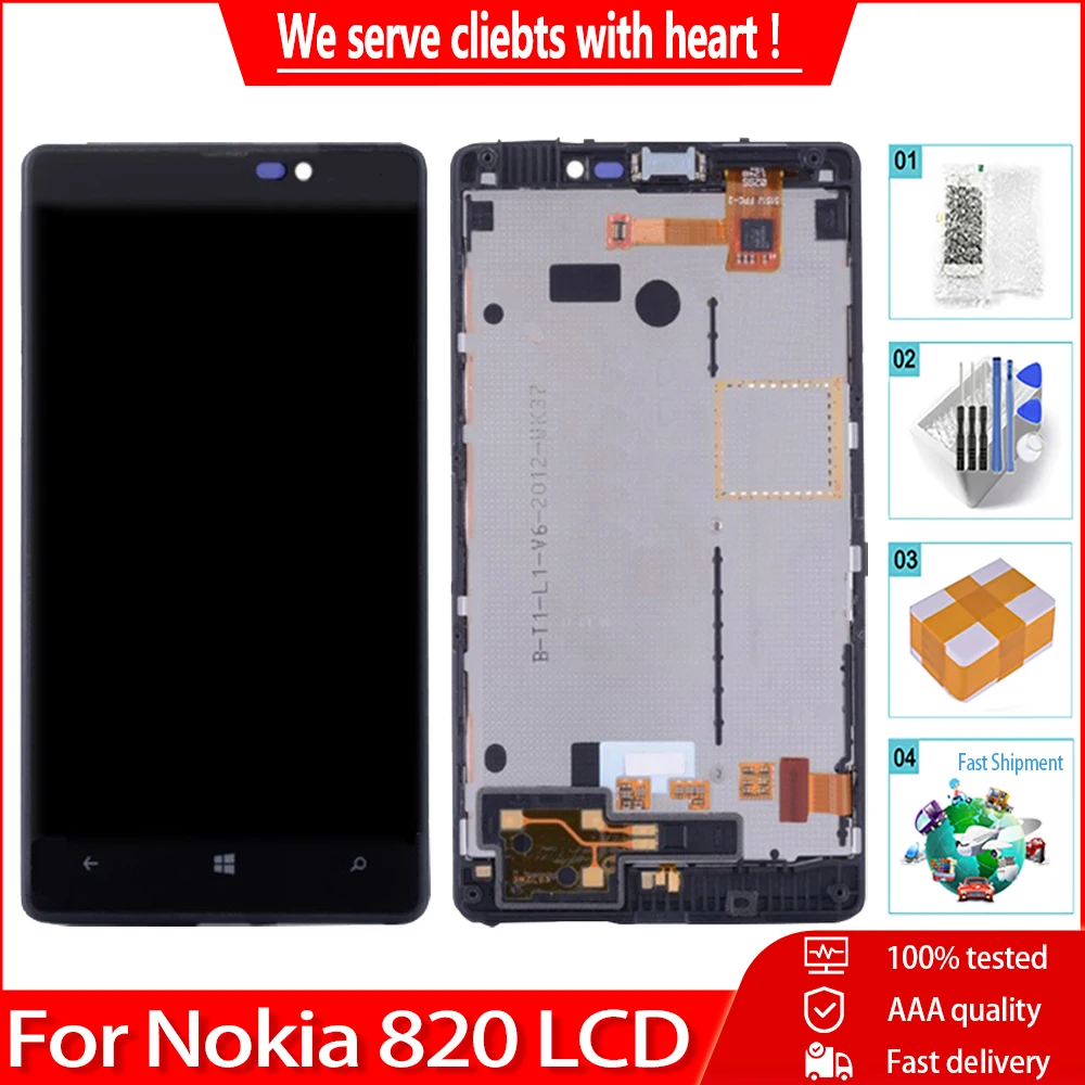 4 3 &quotдля Microsoft Nokia Lumia 820 N820 ЖК-дисплей сенсорный экран дигитайзер Замена с рамкой в