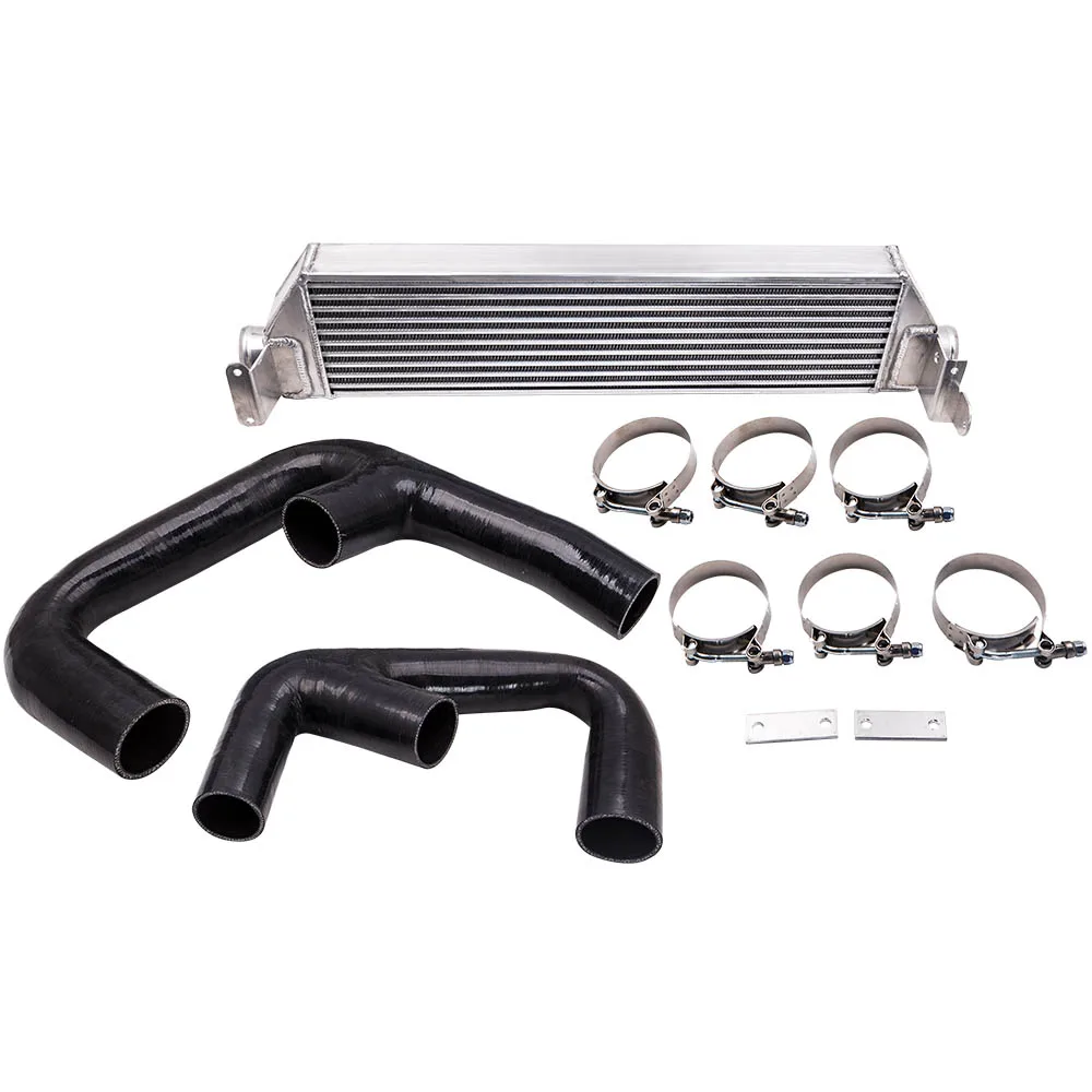 Upgrade Front Mounted Intercooler Twin Intercooler +Black Hose Kit for
