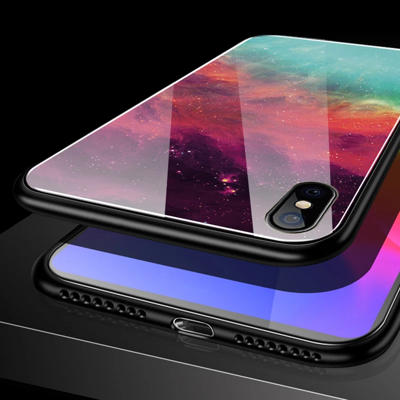 Чехол для телефона на iPhone 6 6S Plus 7 8 Plus Coque Мягкий Силиконовый противоударный чехол из закаленного стекла для iPhone X XR XS MAX