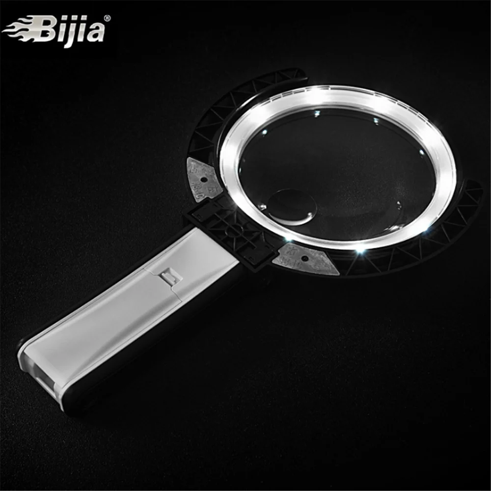BIJIA Складной Тип Кронштейн Тип внешний блок питания рамка с 10 светодиодный Настольный увеличительное стекло