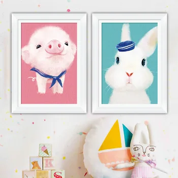 

Cartoon Little Animal Printed Canvas Counted Cross Stitch Kits Printed Cross-stitch Set for Embroidery Painting Needlework