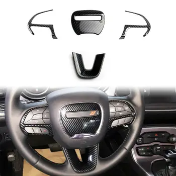 

4pcs Steering Wheel ABS Carbon Fiber Cover Trims Kit For Dodge Challenger Charger