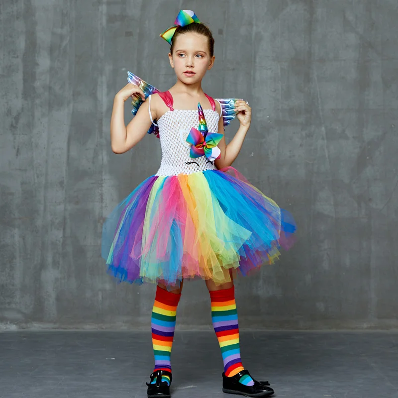 Set of Unicorn Rainbow Tutu Dress