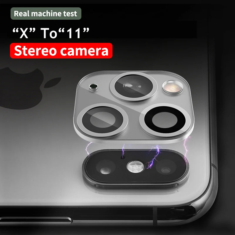 3D поддельная задняя камера наклейка на рассеиватель для iPhone X XS Макс секунд изменение до 11 Pro Max XR Модифицированная iPhone11 металлическая задняя защитная пленка