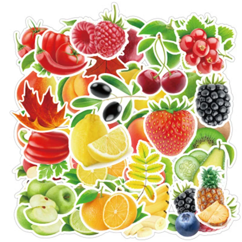 

100Pcs DIY Stickers Fruits Leaf Pictures Waterproof PVC Children Mixed Cartoon Toy Sticker for Skate Trunk Bike Motorcycle