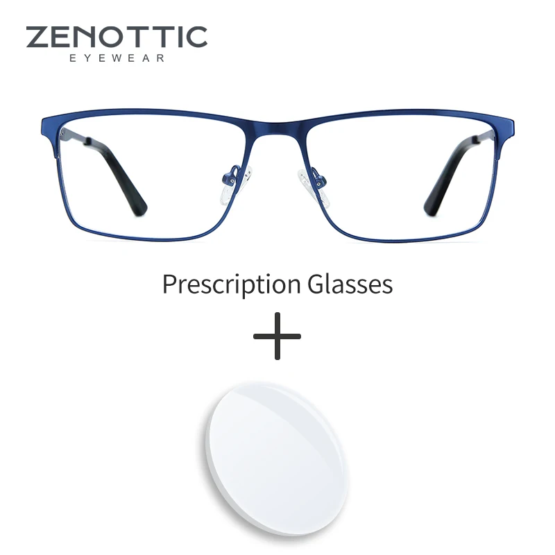 Alloy Prescription Glasses Men Square Anti Blue Light Computer Eyeglasses Myopia Photochromic Eyewear ZENOTTIC myopia eyeglasses