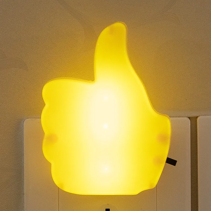 

Novelty Cartoon Thumbs Up Night Light Switch LED Nightlight Plug-in Luminous Bedside Energy-Saving Small Lamp Room Lights Decor