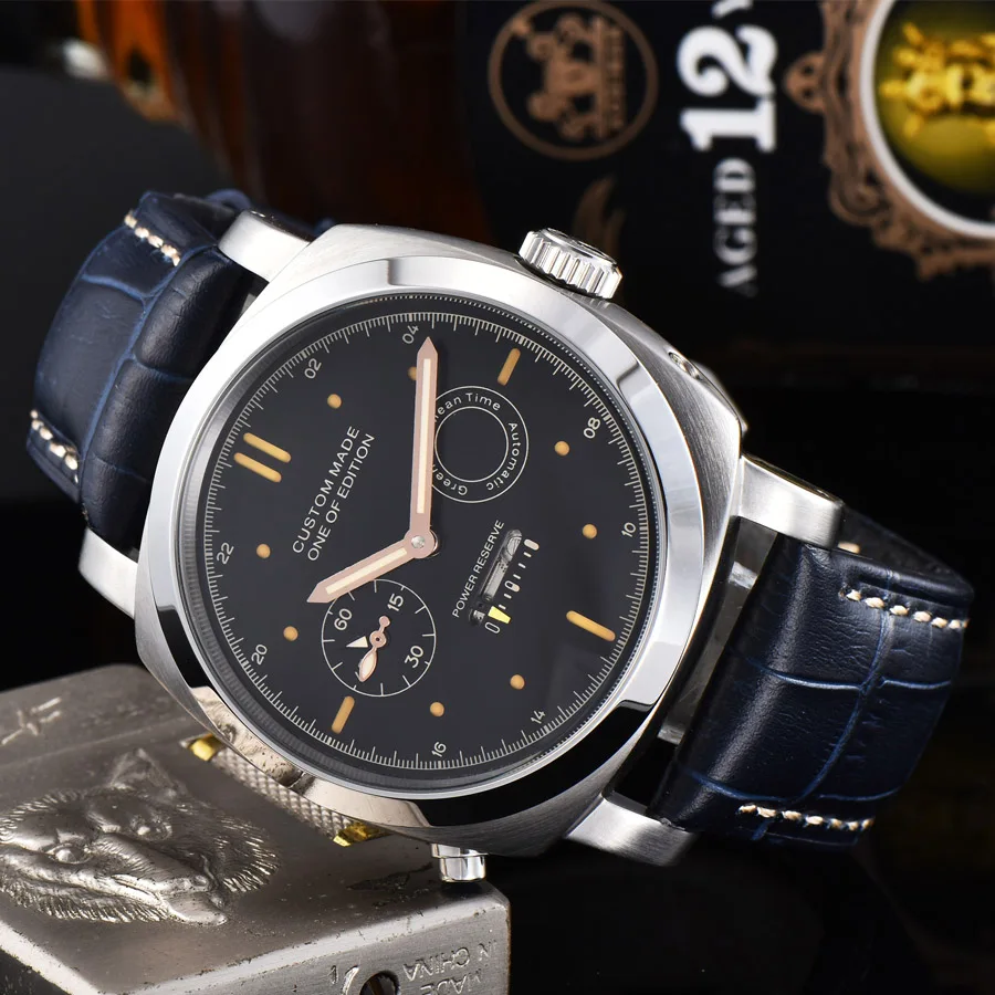 

Power reserve automatic mechanical watch watch men 316L Solid stainless steel Leather 44MM NH699z