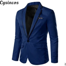 CYSINCOS стильный мужской Смарт Повседневный Блейзер Тонкий Фитнес формальный костюм на одной пуговице классический мужской модный весенне-летний пиджак Топы