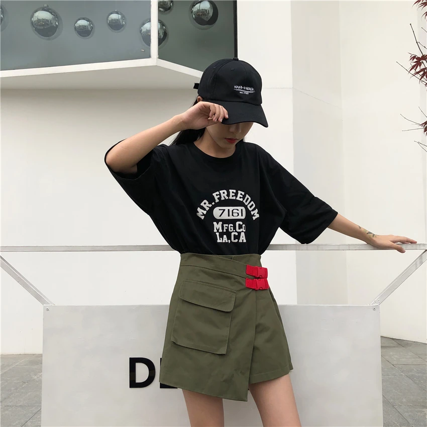 Женские шорты, юбки-карго с большими карманами, однотонные, BF Harajuku, корейский стиль, уличная одежда для женщин, универсальные, для девочек, для студентов, модная, шикарная