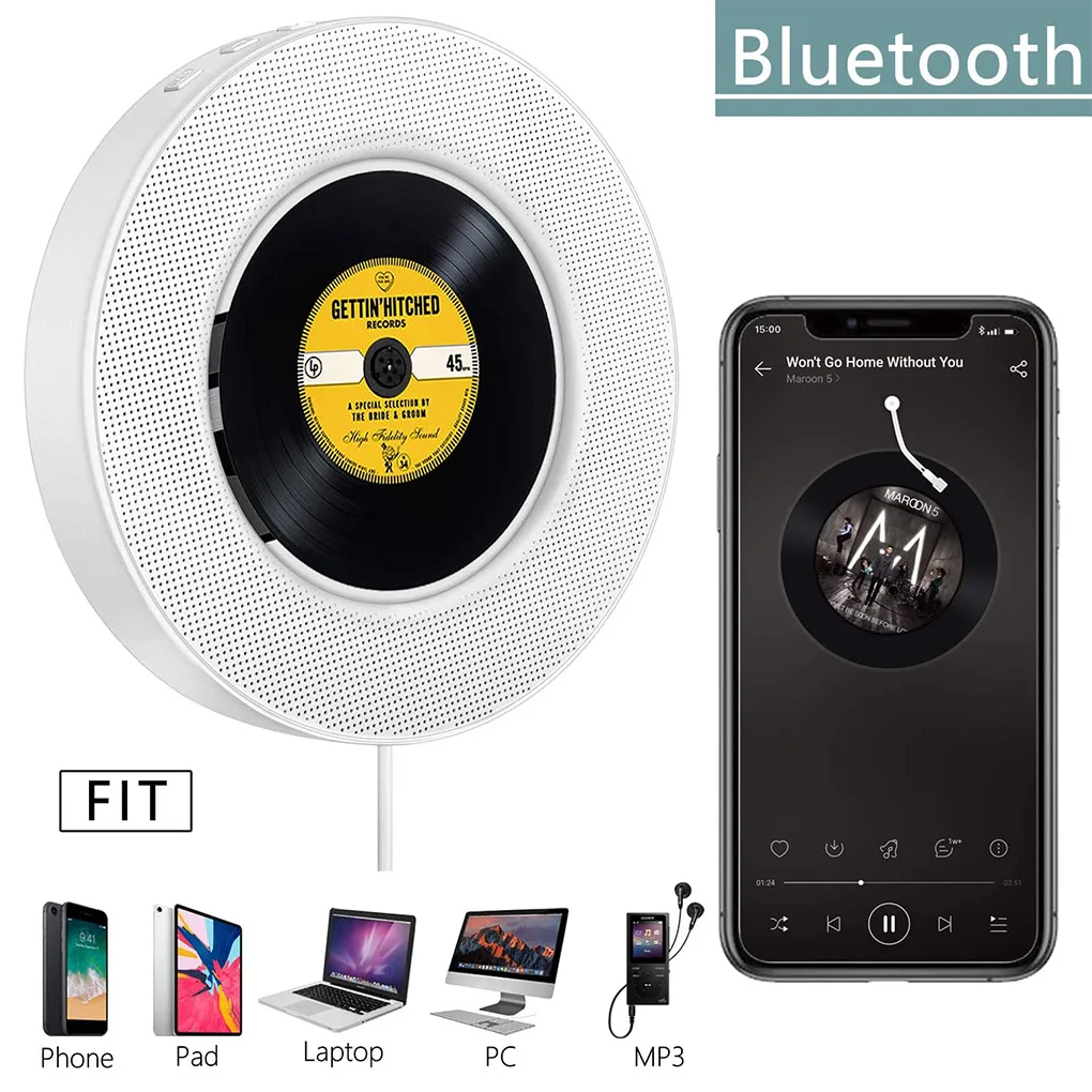 Портативный настенный CD проигрыватель Bluetooth usb MP3 WMA AUX аудиовход|CD-плееры| |