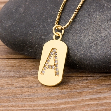 New Design Luxury Initial A-Z 26 Letters Necklace Charm  Copper Zircon Pendant Choker Family Name Jewelry Best Wedding Gift