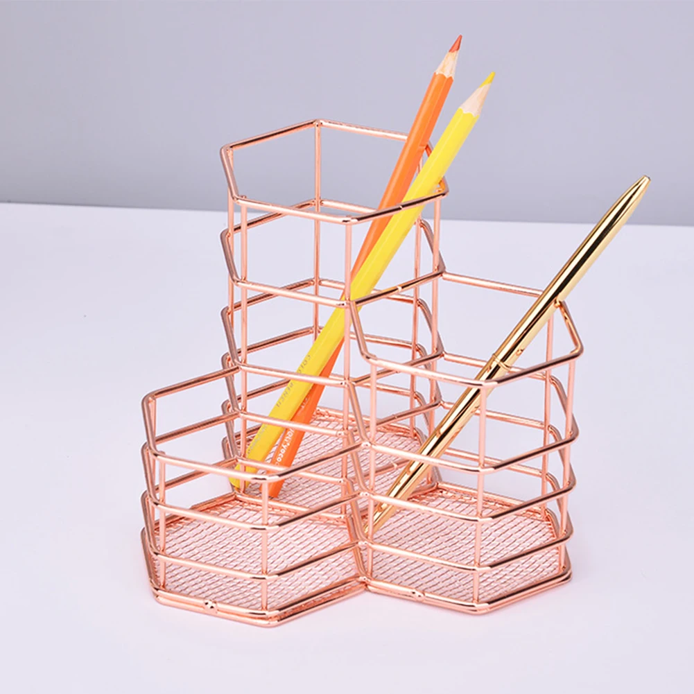 

Pen Holder Iron Wire Sundries Storage Decoration Gift Space Saving Hexagonal Combination Home Vase Fashion Desktop Simple Modern