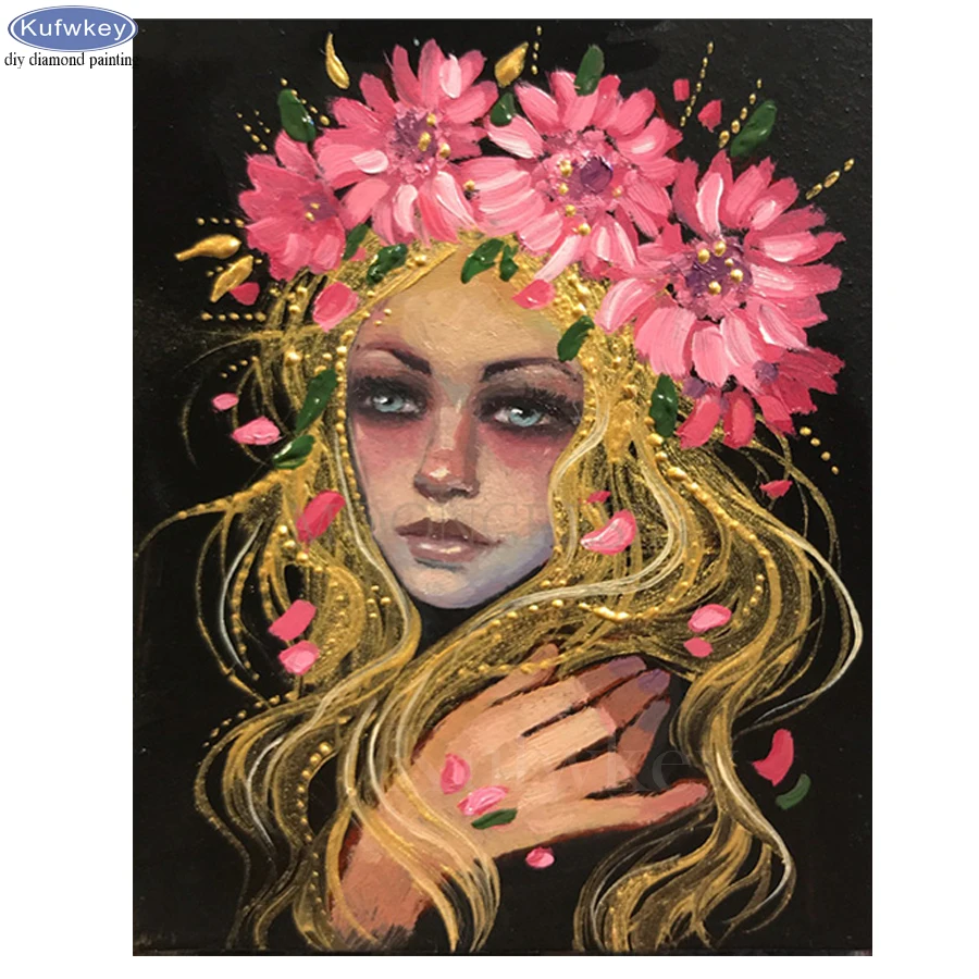 diy diamond painting full Square Woman flower pattern 5d Round square embroidery Rhinestone mosaic cross stitch new hot | Дом и сад