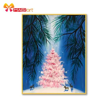

Cross stitch kits Embroidery needlework sets 11CT water soluble canvas patterns 14CT Full Christmas tree and Moonlight NCMC091