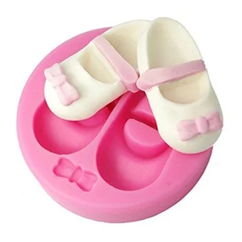 

ANGRLY Bowknot Baby Shoe Silicone Cake Mold Chocolate Mold DIY Fondant Cake Baking Resin Clay Candy Chocolate Tray Soap
