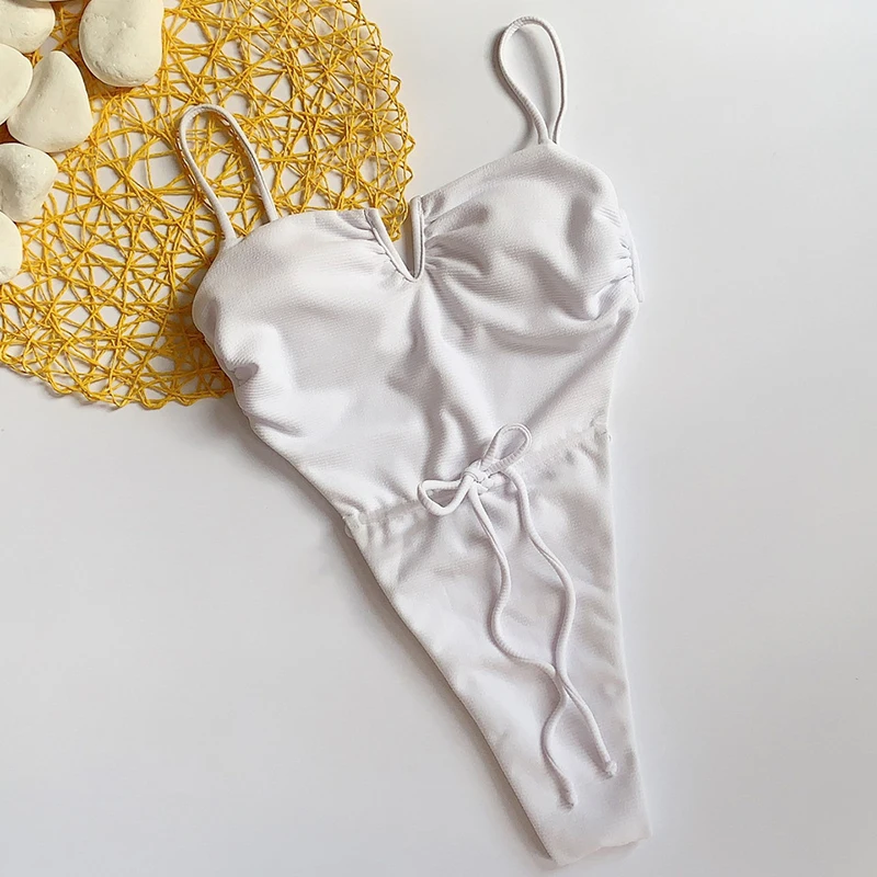 Сексуальный сплошной цельный купальник женские купальные костюмы монокини с пуш-апом высокий разрез без спинки купальный пляжный костюм одежда для плавания