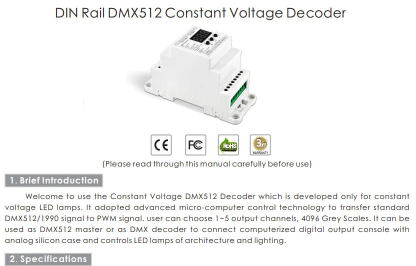 BC-833-DIN DC12-24V вход 8А* 3CH выход, din-рейка 3CH постоянное напряжение DMX512/1990 Декодер контроллер для светодиодной ленты светильник