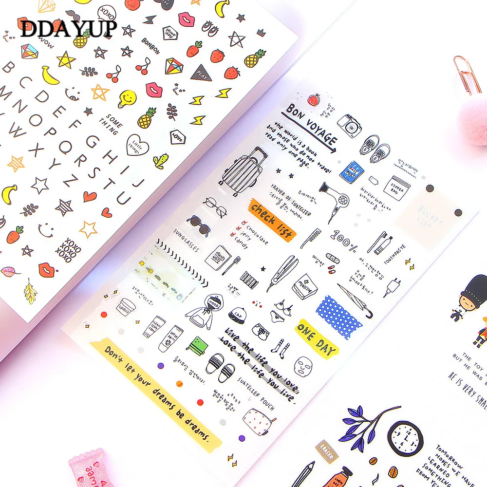 Pegatina de papel para decoración de diario de viaje de estilo europeo, planificador de etiquetas de álbum de recortes, Kawaii, regalos coreanos, pegatinas estacionarias
