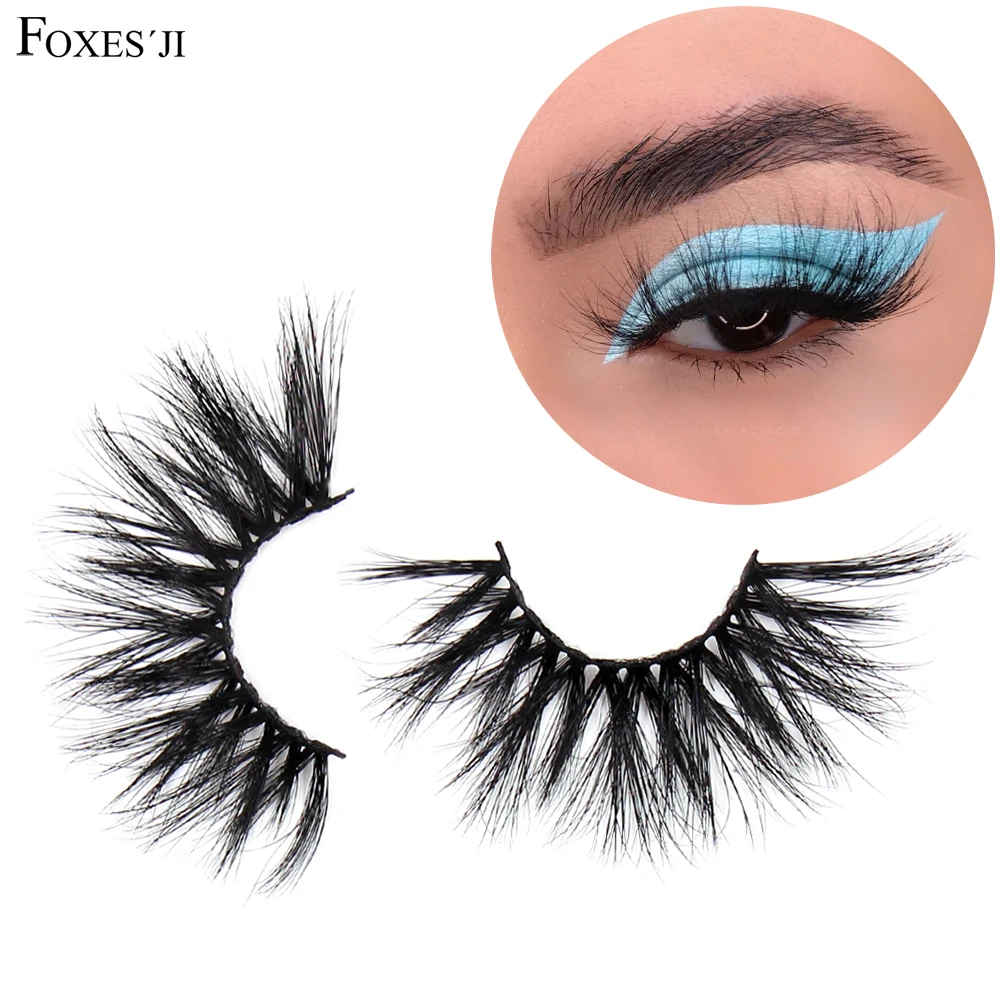 

FOXESJI 5D Eyelashes 25mm Mink Lashes Crisscross Full Soft Fluffy Dramatic Mink False Eyelashes Eyelash High Volume Eye Lashes